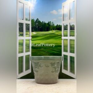 Oregano Green Ceramic Planter Pot with drainage hole